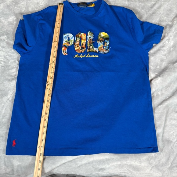 Polo Ralph Lauren Embroidered Adventure T Shirt Mens L Classic Fit Blue - Picture 8 of 8